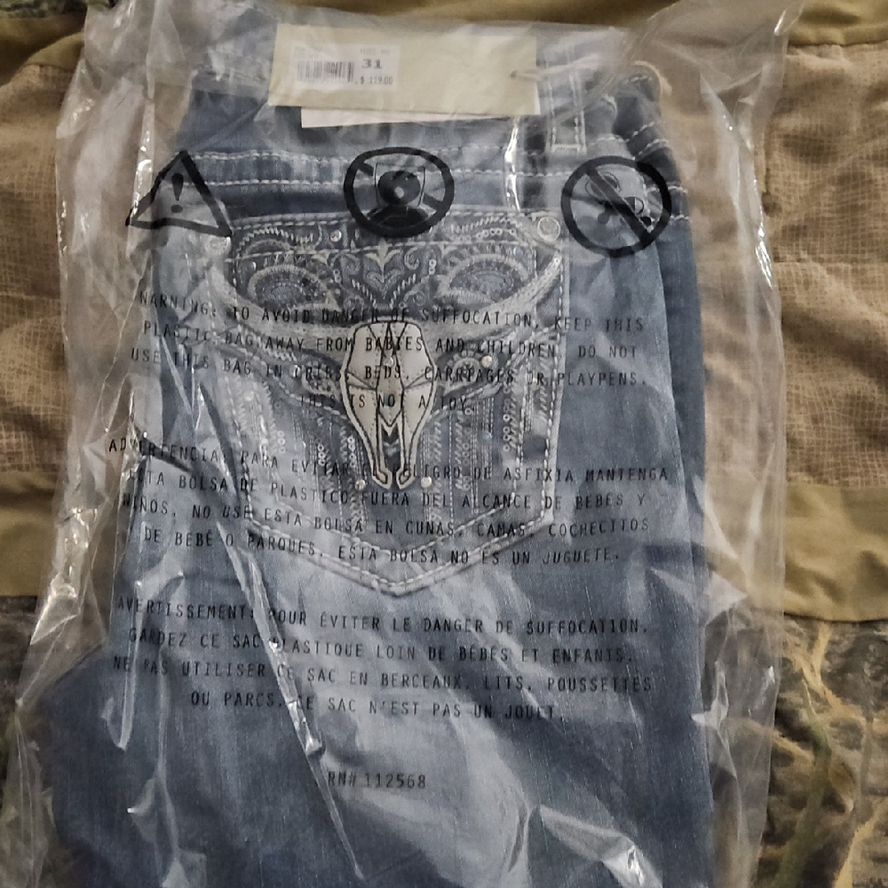 Miss Me Women's Boot Cut Jeans in Medium Blue with Embellishment